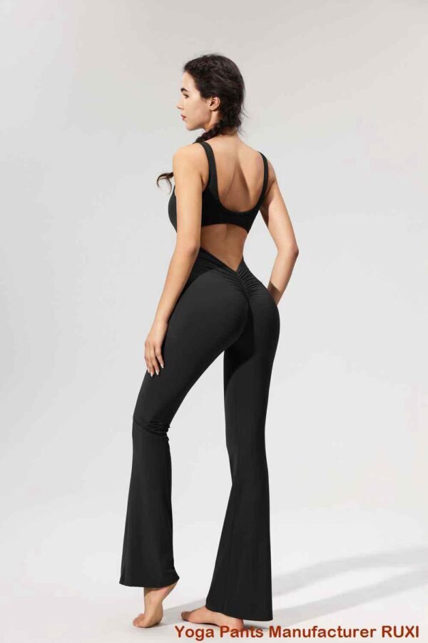 pants yoga dubh le pòcaidean RUXI al277