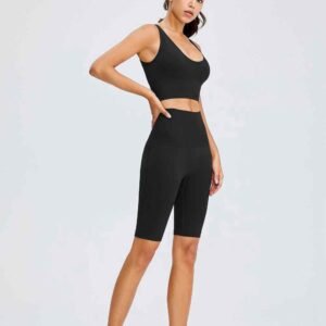 pants yoga air an gearradh le bròg le pòcaidean RUXI al273
